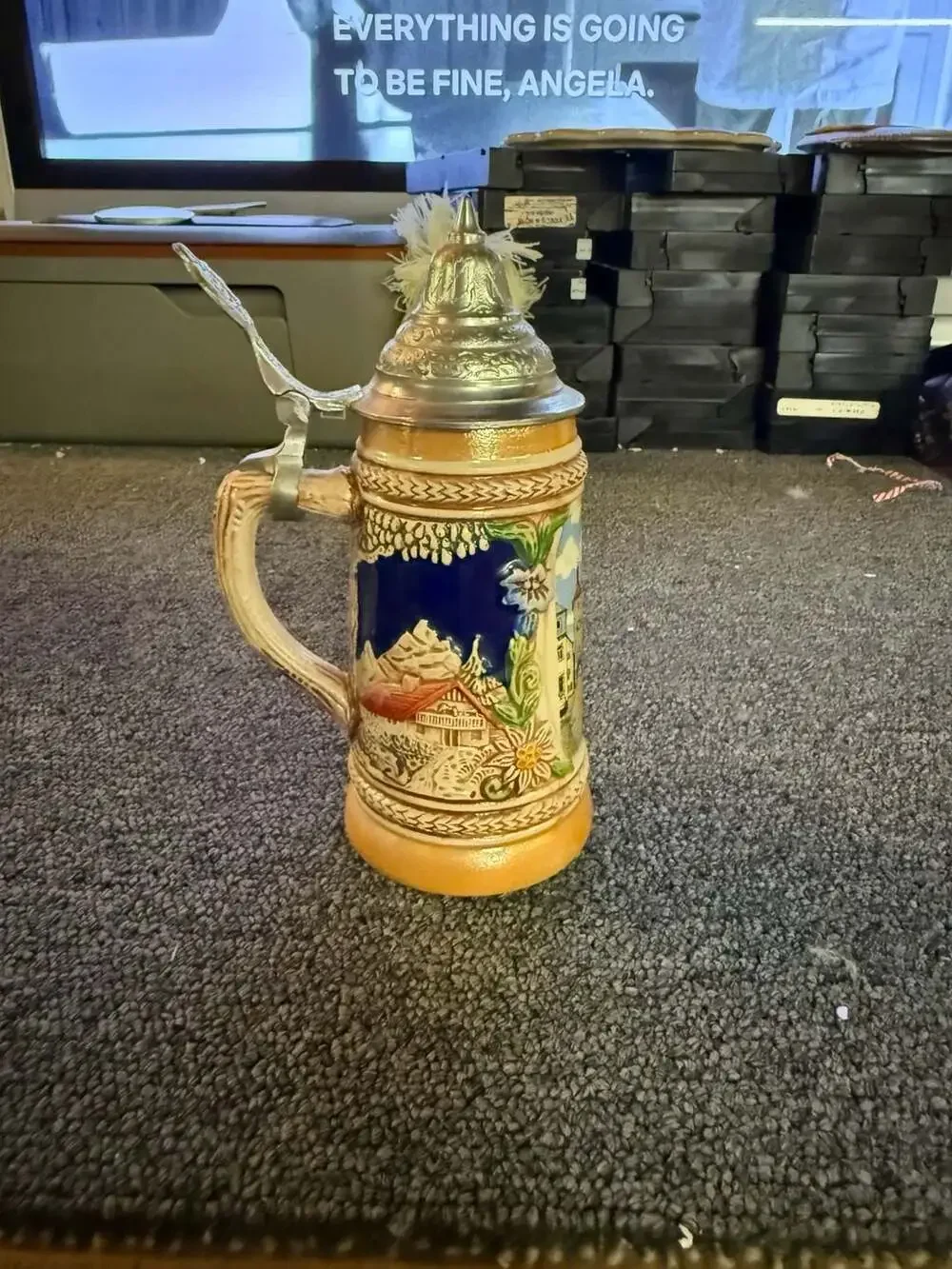 Original Gerz West Germany Rothenburg Beer Stein with Pewter Lid